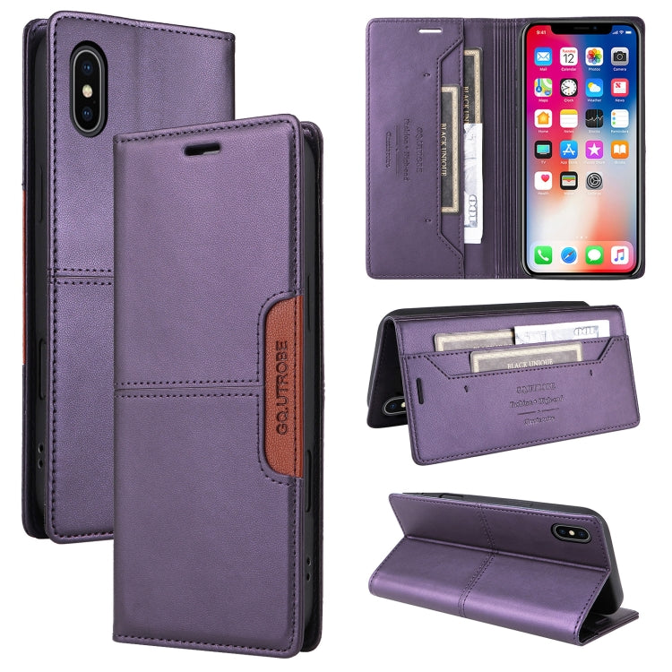 For iPhone XS / X GQUTROBE G01 RFID Anti-theft Leather Phone Case(Purple)