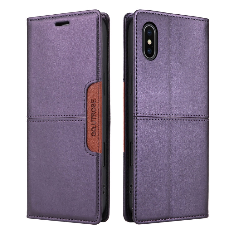 For iPhone XS / X GQUTROBE G01 RFID Anti-theft Leather Phone Case(Purple)