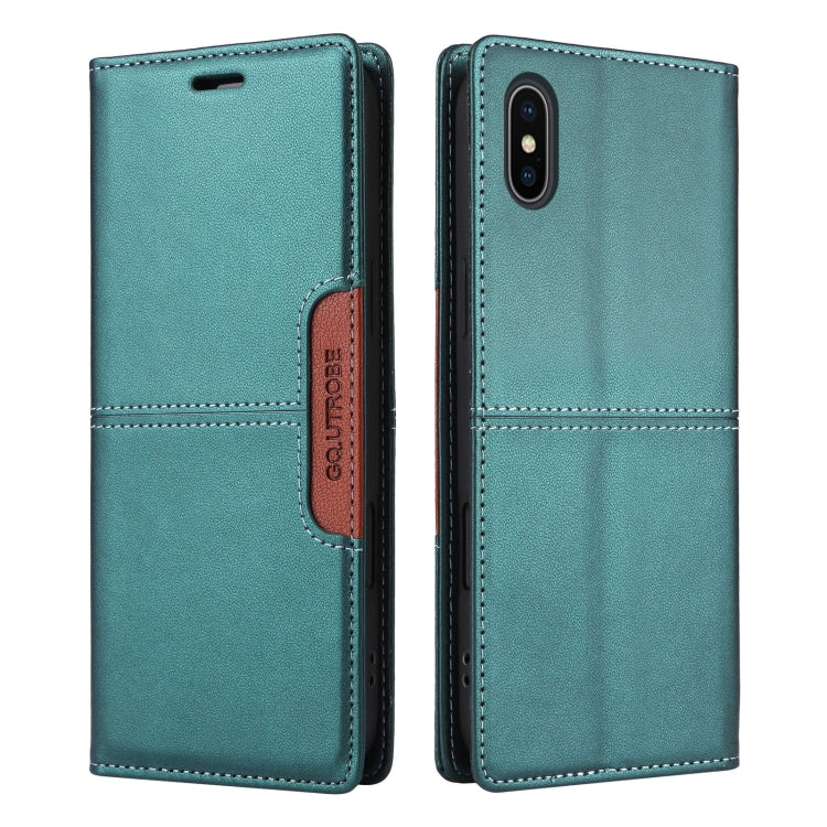 For iPhone XS / X GQUTROBE G01 RFID Anti-theft Leather Phone Case(Green)