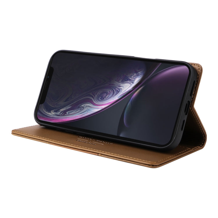 For iPhone XR GQUTROBE G01 RFID Anti-theft Leather Phone Case(Brown)