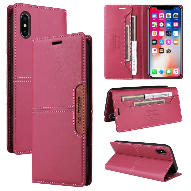For iPhone XS Max GQUTROBE G01 RFID Anti-theft Leather Phone Case(Red)