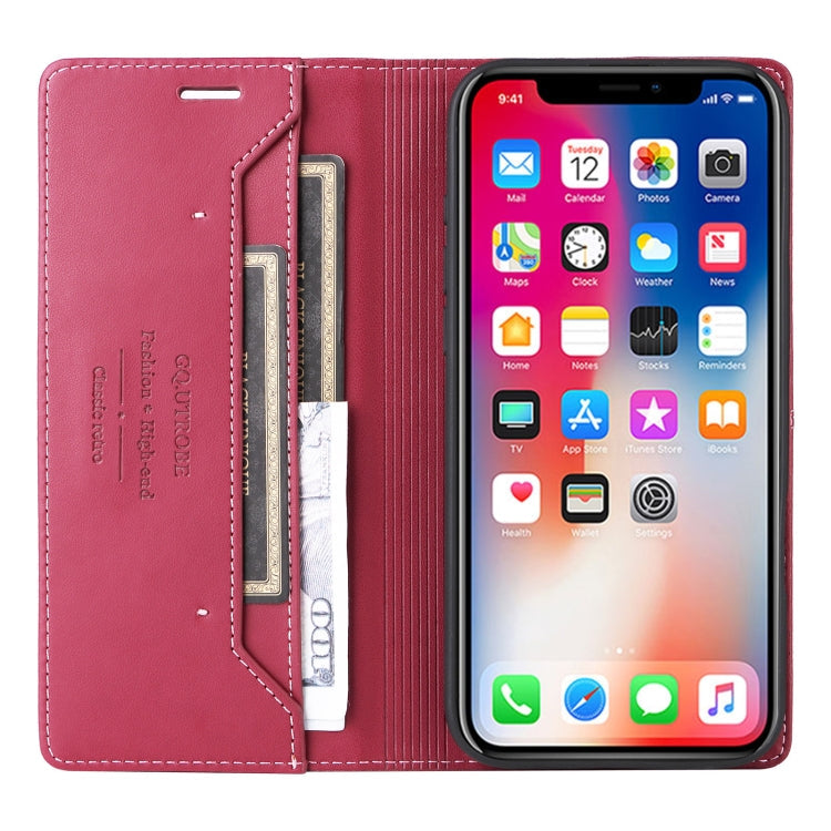 For iPhone XS Max GQUTROBE G01 RFID Anti-theft Leather Phone Case(Red)