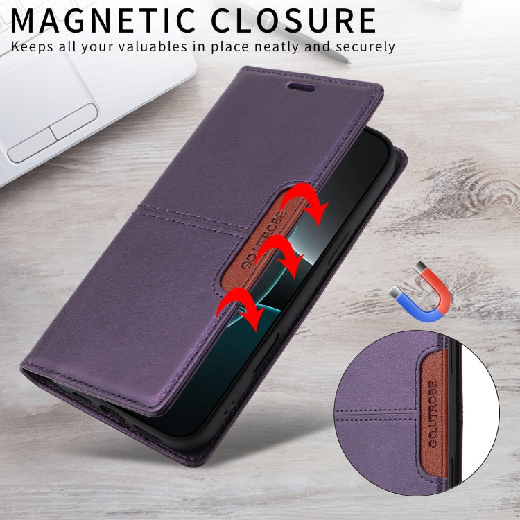 For iPhone XS Max GQUTROBE G01 RFID Anti-theft Leather Phone Case(Purple)