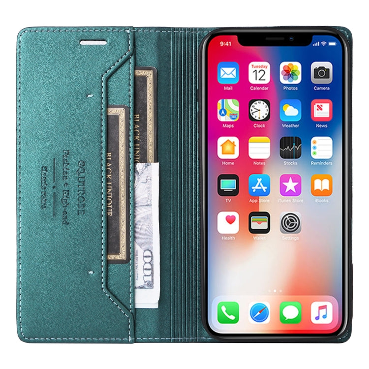 For iPhone XS Max GQUTROBE G01 RFID Anti-theft Leather Phone Case(Green)