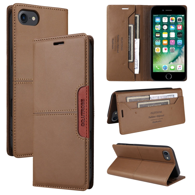 For iPhone 8 Plus / 7 Plus GQUTROBE G01 RFID Anti-theft Leather Phone Case(Brown)