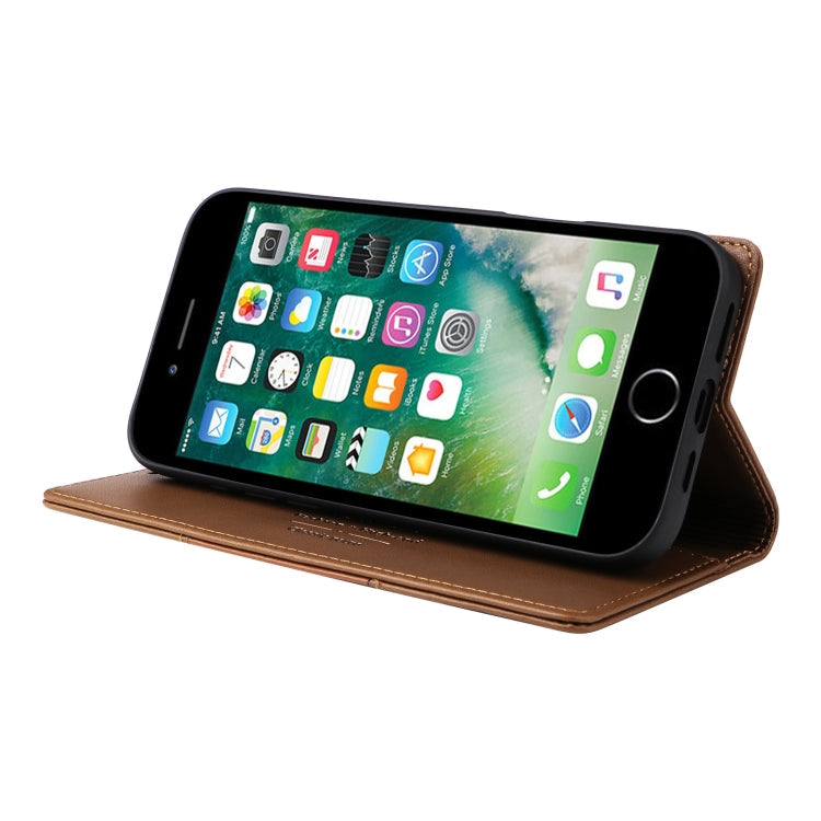 For iPhone 8 Plus / 7 Plus GQUTROBE G01 RFID Anti-theft Leather Phone Case(Brown)