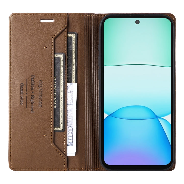 For Redmi 13 4G GQUTROBE G01 RFID Anti-theft Leather Phone Case(Brown)