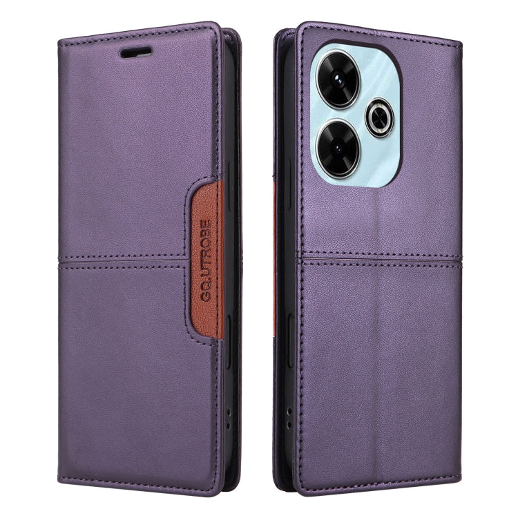 For Redmi 13 4G GQUTROBE G01 RFID Anti-theft Leather Phone Case(Purple)
