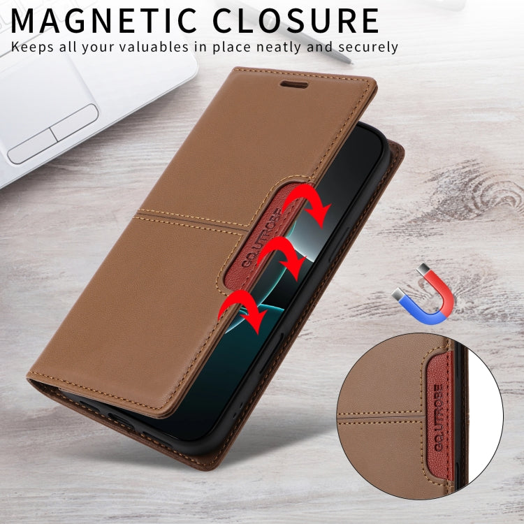 For Redmi A3 4G GQUTROBE G01 RFID Anti-theft Leather Phone Case(Brown)