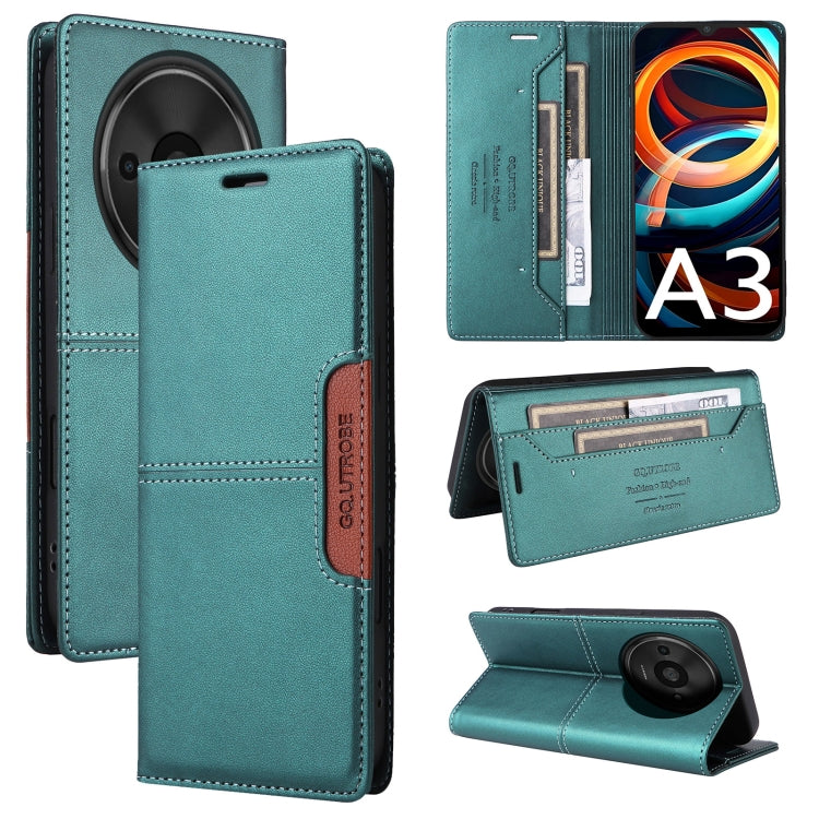 For Redmi A3 4G GQUTROBE G01 RFID Anti-theft Leather Phone Case(Green)