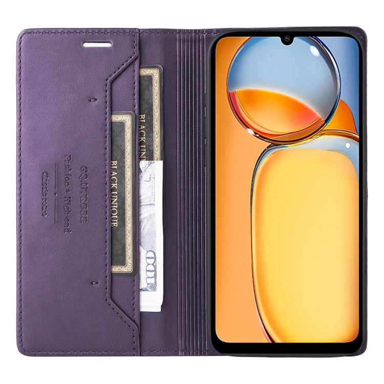 For Redmi 13C GQUTROBE G01 RFID Anti-theft Leather Phone Case(Purple)