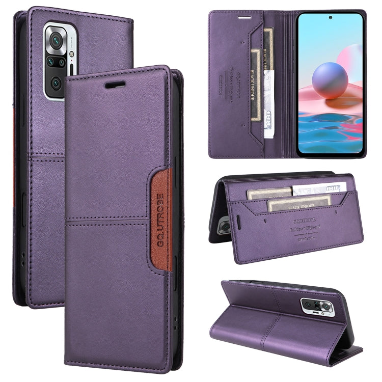 For Redmi Note 10 Pro 4G GQUTROBE G01 RFID Anti-theft Leather Phone Case(Purple)