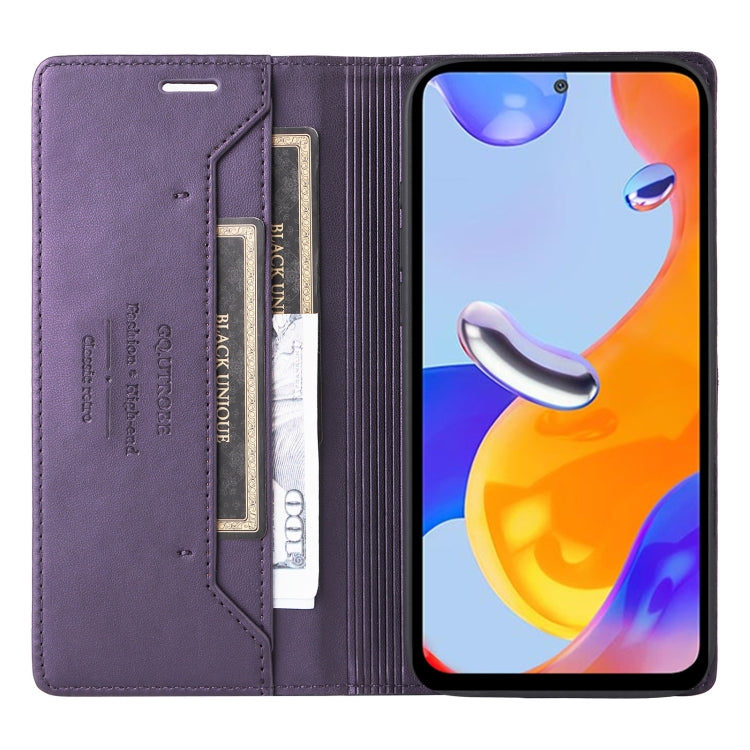 For Redmi Note 11 Pro Global GQUTROBE G01 RFID Anti-theft Leather Phone Case(Purple)