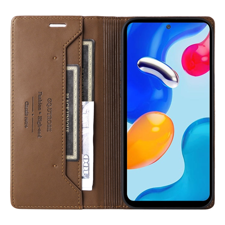 For Redmi Note 11S / 12S GQUTROBE G01 RFID Anti-theft Leather Phone Case(Brown)