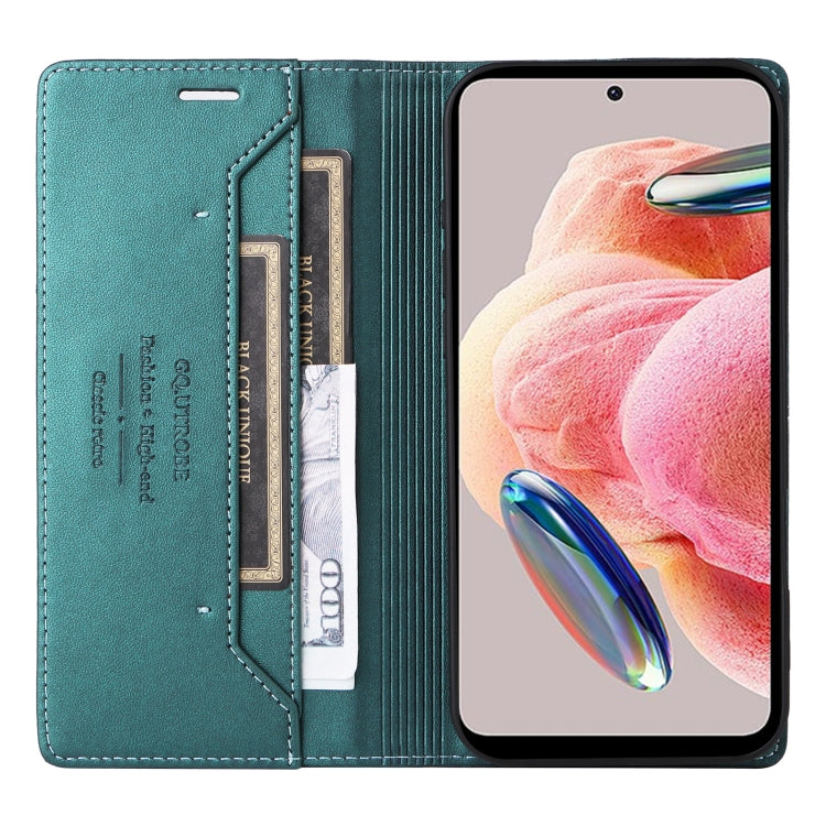 For Redmi Note 12 4G GQUTROBE G01 RFID Anti-theft Leather Phone Case(Green)