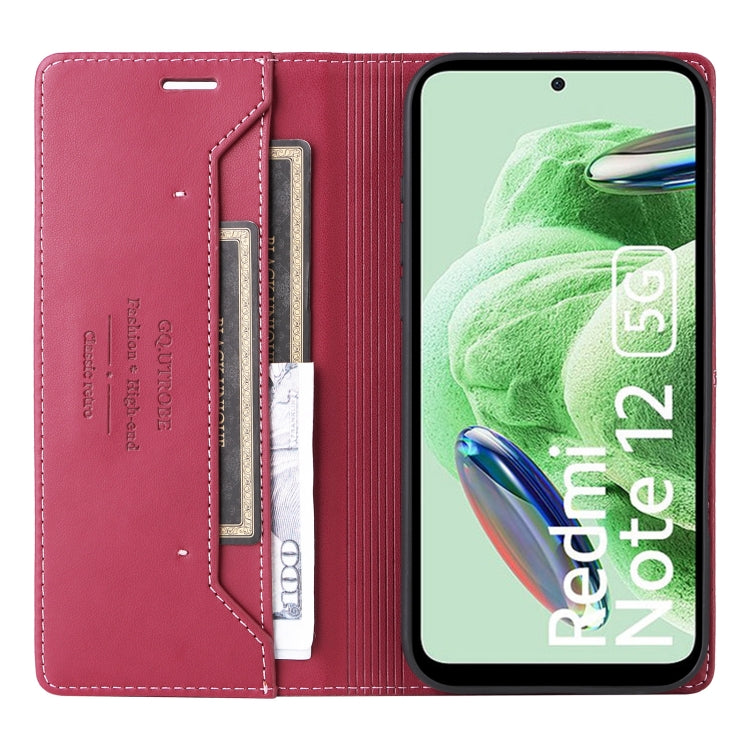 For Redmi Note 12 5G GQUTROBE G01 RFID Anti-theft Leather Phone Case(Red)