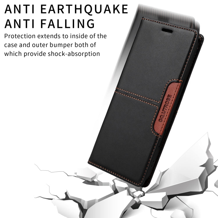 For Redmi Note 12 5G GQUTROBE G01 RFID Anti-theft Leather Phone Case(Black)