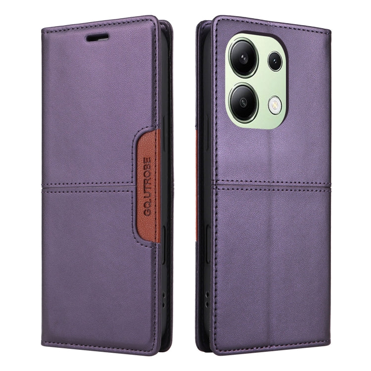 For Redmi Note 13 4G GQUTROBE G01 RFID Anti-theft Leather Phone Case(Purple)
