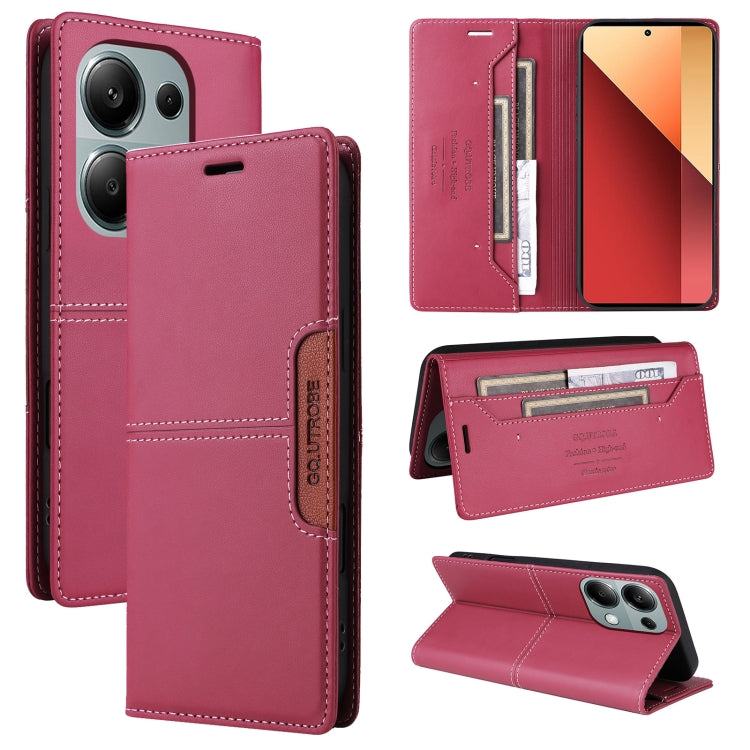 For Redmi Note 13 5G GQUTROBE G01 RFID Anti-theft Leather Phone Case(Red)