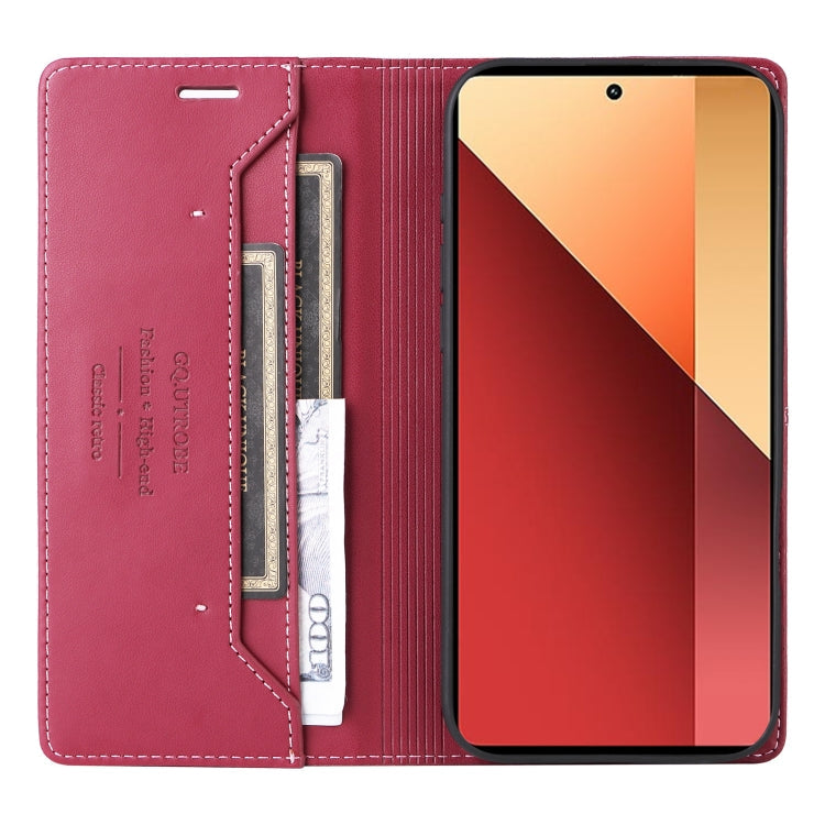 For Redmi Note 13 5G GQUTROBE G01 RFID Anti-theft Leather Phone Case(Red)