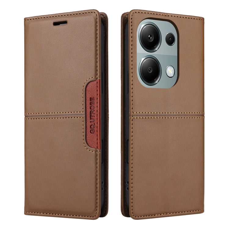 For Redmi Note 13 5G GQUTROBE G01 RFID Anti-theft Leather Phone Case(Brown)