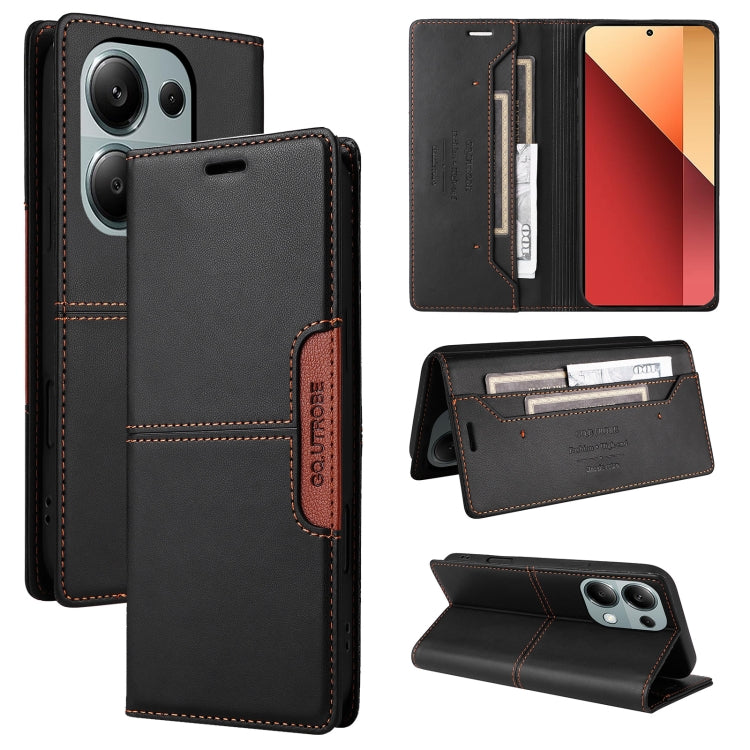 For Redmi Note 13 5G GQUTROBE G01 RFID Anti-theft Leather Phone Case(Black)