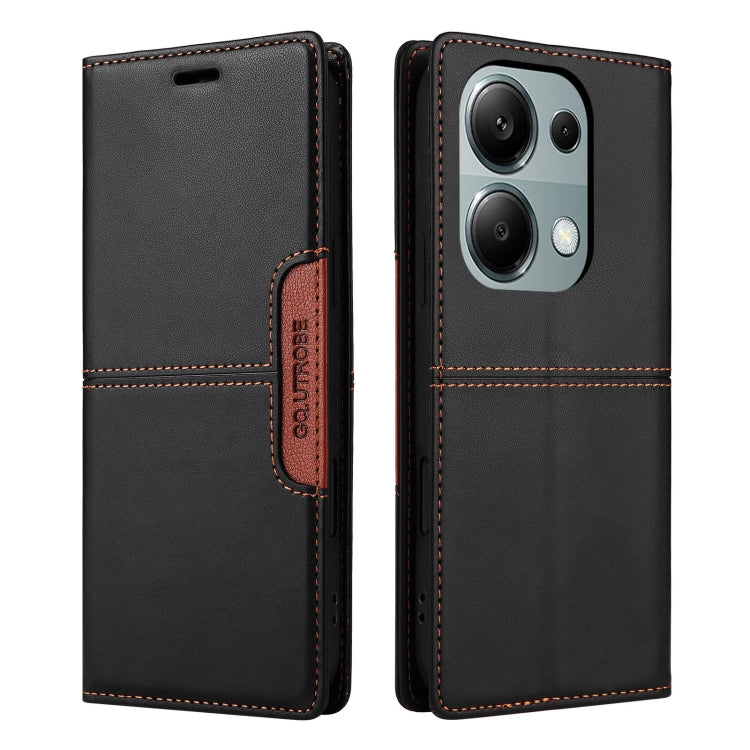 For Redmi Note 13 5G GQUTROBE G01 RFID Anti-theft Leather Phone Case(Black)