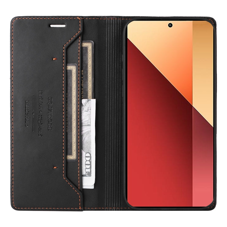 For Redmi Note 13 5G GQUTROBE G01 RFID Anti-theft Leather Phone Case(Black)