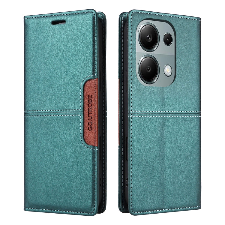 For Redmi Note 13 5G GQUTROBE G01 RFID Anti-theft Leather Phone Case(Green)