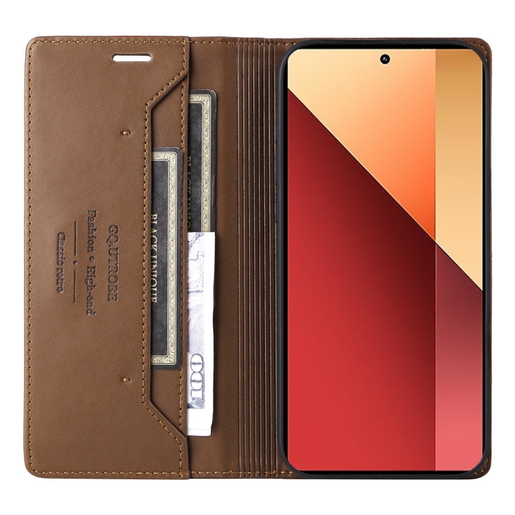 For Redmi Note 13 Pro 4G GQUTROBE G01 RFID Anti-theft Leather Phone Case(Brown)