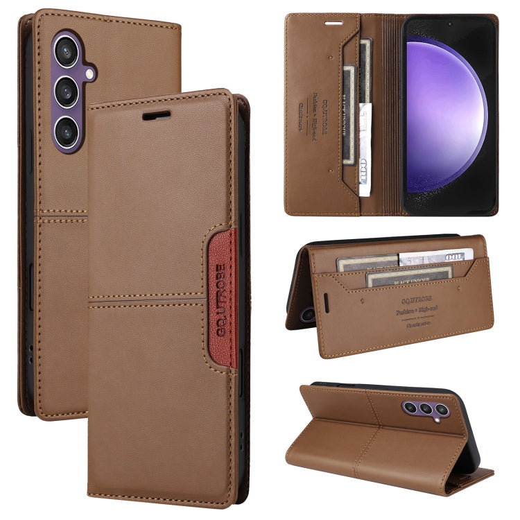 For Samsung Galaxy A34 GQUTROBE G01 RFID Anti-theft Leather Phone Case(Brown)