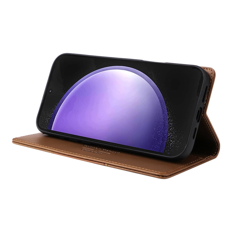 For Samsung Galaxy A34 GQUTROBE G01 RFID Anti-theft Leather Phone Case(Brown)