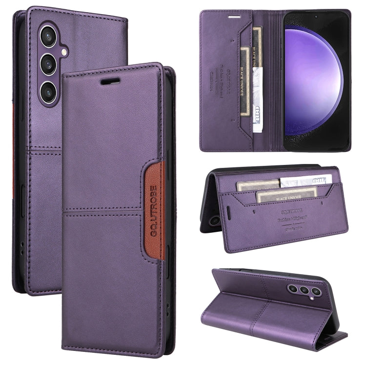 For Samsung Galaxy A34 GQUTROBE G01 RFID Anti-theft Leather Phone Case(Purple)
