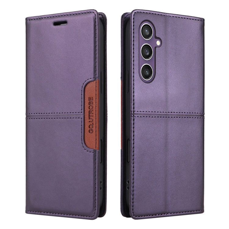 For Samsung Galaxy A34 GQUTROBE G01 RFID Anti-theft Leather Phone Case(Purple)