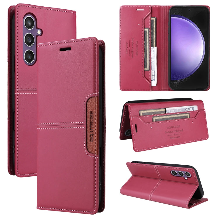 For Samsung Galaxy A35 GQUTROBE G01 RFID Anti-theft Leather Phone Case(Red)