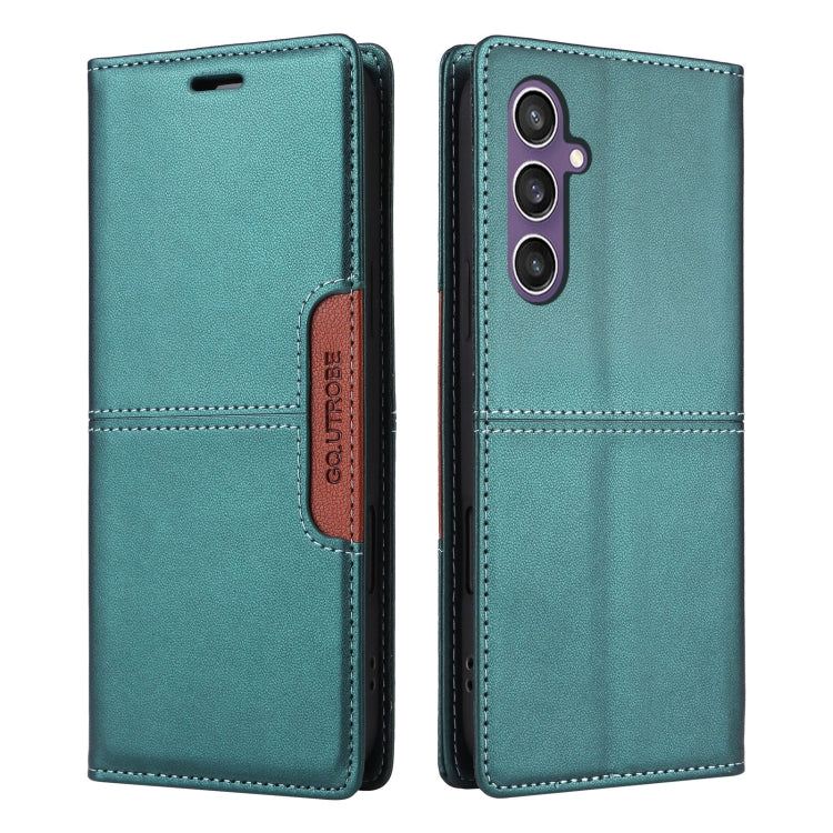 For Samsung Galaxy A35 GQUTROBE G01 RFID Anti-theft Leather Phone Case(Green)