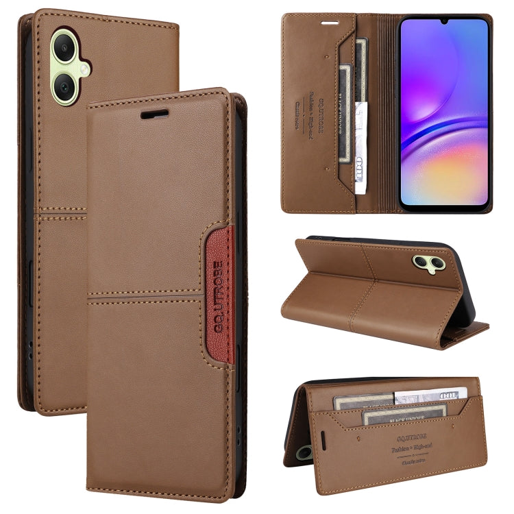 For Samsung Galaxy A05 GQUTROBE G01 RFID Anti-theft Leather Phone Case(Brown)