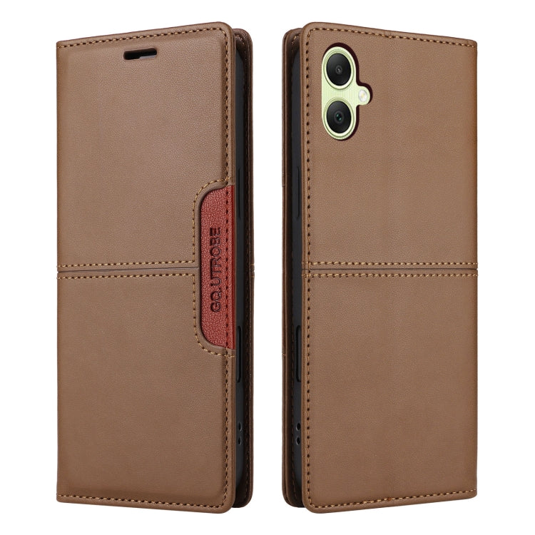 For Samsung Galaxy A05 GQUTROBE G01 RFID Anti-theft Leather Phone Case(Brown)