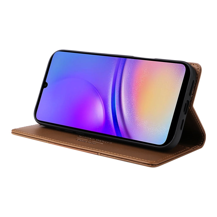 For Samsung Galaxy A05 GQUTROBE G01 RFID Anti-theft Leather Phone Case(Brown)
