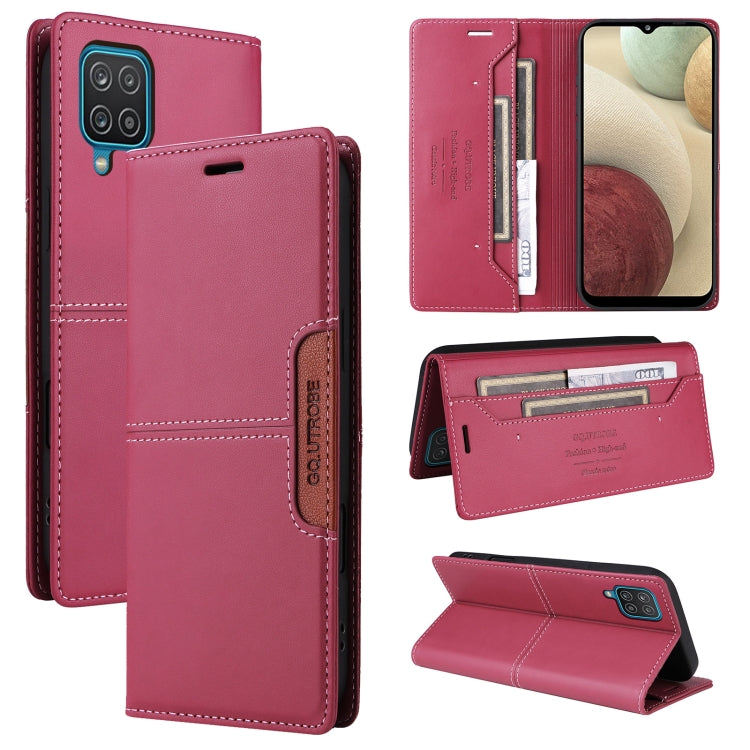 For Samsung Galaxy A12 / M12 GQUTROBE G01 RFID Anti-theft Leather Phone Case(Red)