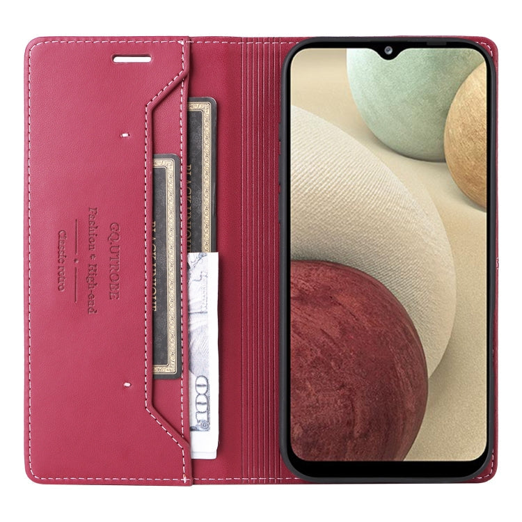 For Samsung Galaxy A12 / M12 GQUTROBE G01 RFID Anti-theft Leather Phone Case(Red)