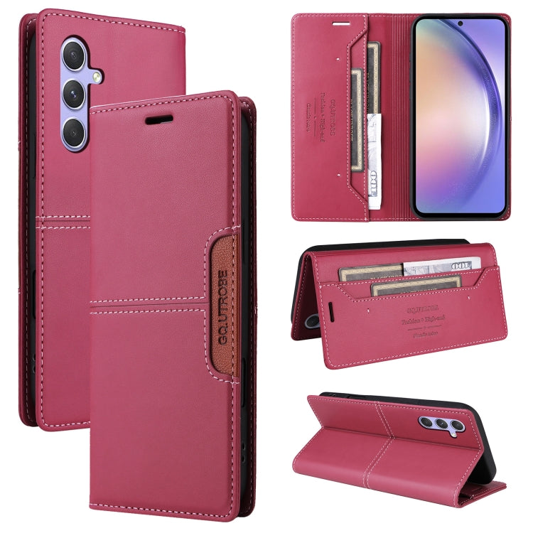 For Samsung Galaxy A14 5G GQUTROBE G01 RFID Anti-theft Leather Phone Case(Red)