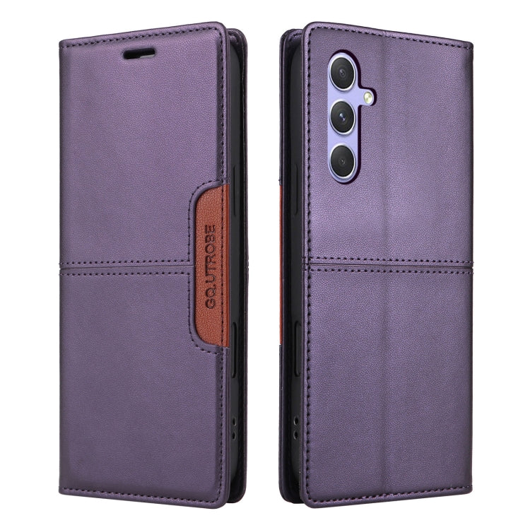 For Samsung Galaxy A14 5G GQUTROBE G01 RFID Anti-theft Leather Phone Case(Purple)