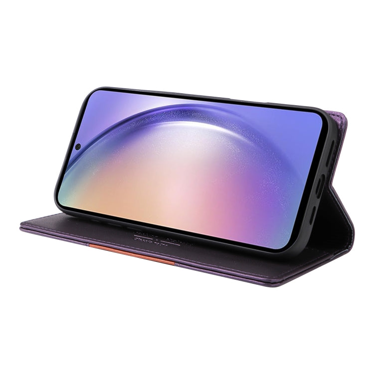 For Samsung Galaxy A14 5G GQUTROBE G01 RFID Anti-theft Leather Phone Case(Purple)