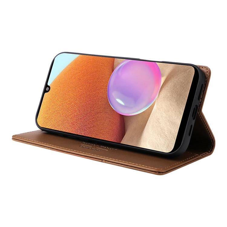 For Samsung Galaxy A32 4G GQUTROBE G01 RFID Anti-theft Leather Phone Case(Brown)