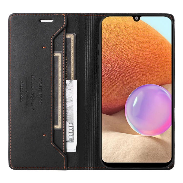 For Samsung Galaxy A32 4G GQUTROBE G01 RFID Anti-theft Leather Phone Case(Black)