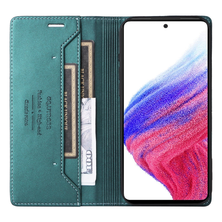 For Samsung Galaxy A32 5G GQUTROBE G01 RFID Anti-theft Leather Phone Case(Green)