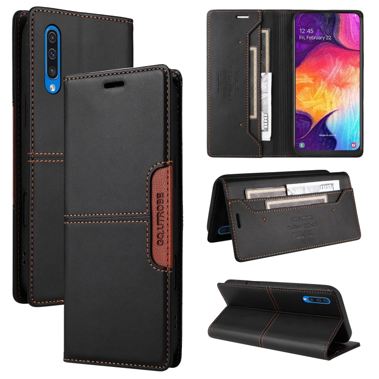 For Samsung Galaxy A50 GQUTROBE G01 RFID Anti-theft Leather Phone Case(Black)