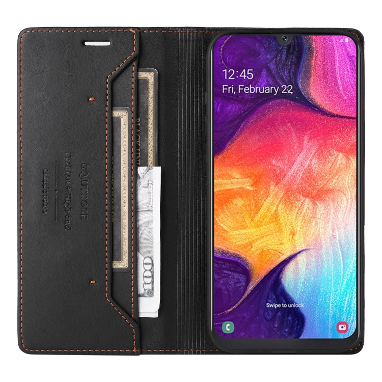 For Samsung Galaxy A50 GQUTROBE G01 RFID Anti-theft Leather Phone Case(Black)
