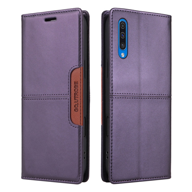 For Samsung Galaxy A50 GQUTROBE G01 RFID Anti-theft Leather Phone Case(Purple)